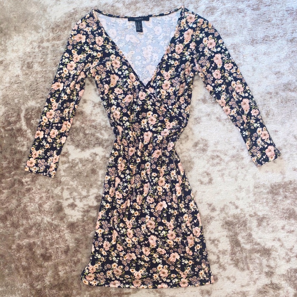 Forever 21 floral bodycon dress with deep V!
